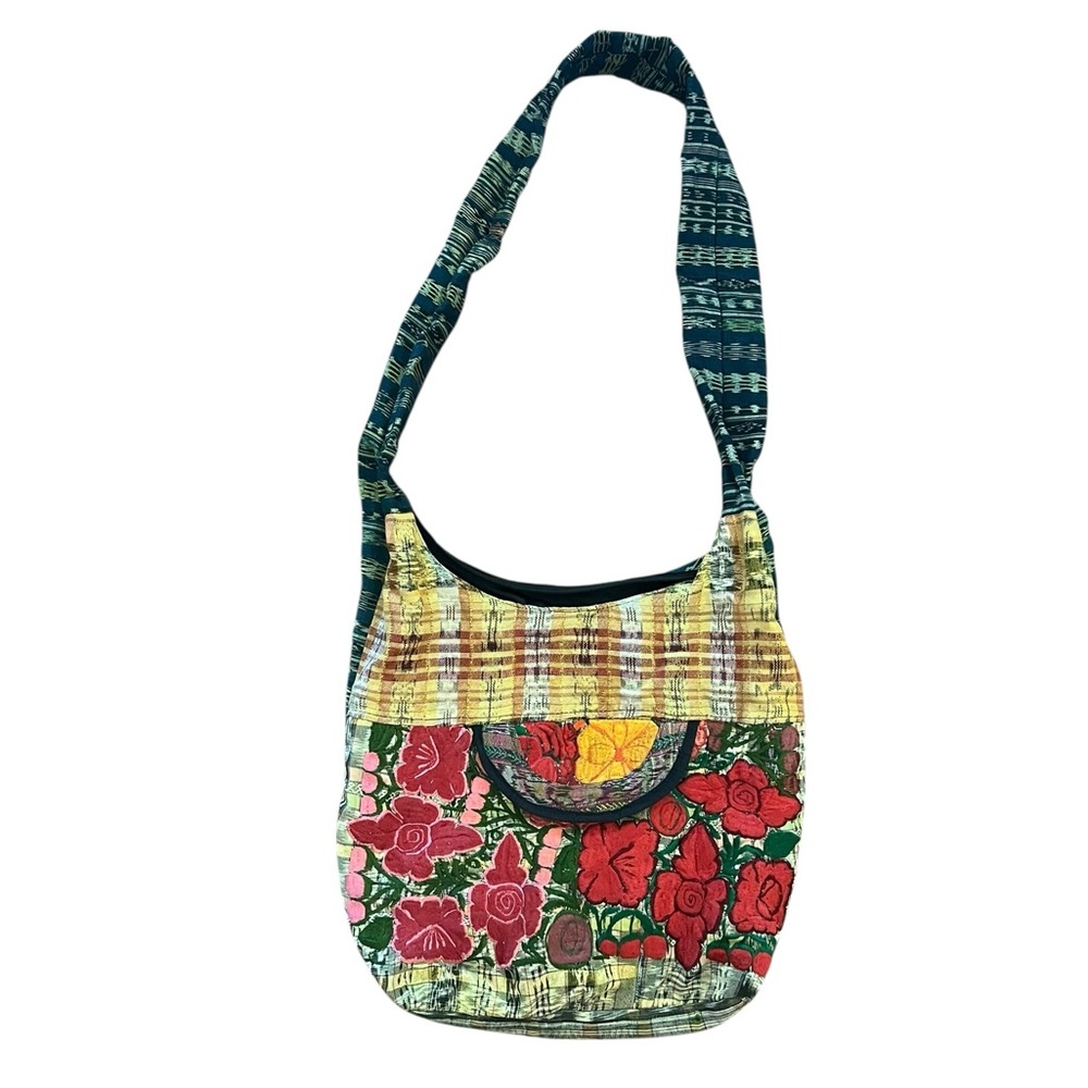 Vibrant Adjustable Patchwork Embroidery Boho Bag … - image 1
